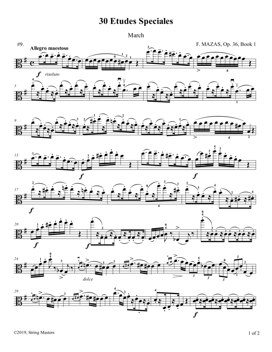 Mazas, Etudes for Viola Op 36, Book 1, No.09