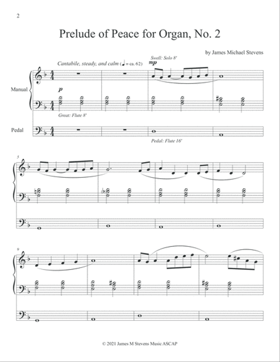 Prelude of Peace for Organ, No. 2 Organ Solo scores gallery preview page 2