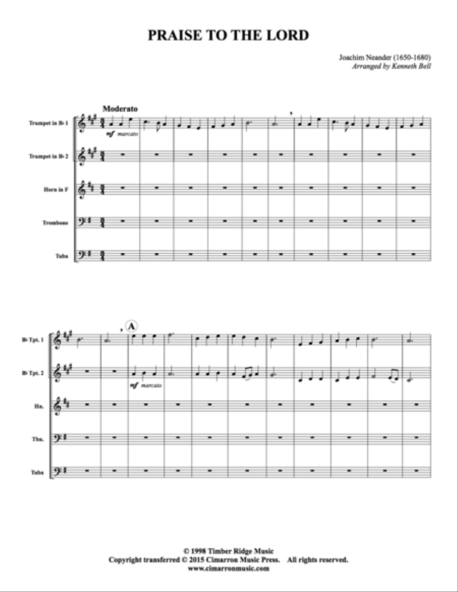 Praise to the Lord Brass Quintet scores gallery preview page 2