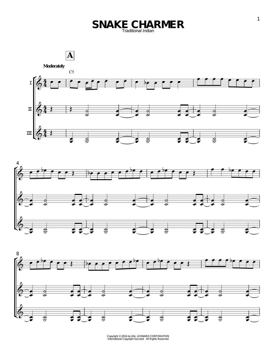 Snake Charmer Snake Charmer Guitar Ensemble scores gallery preview page 1