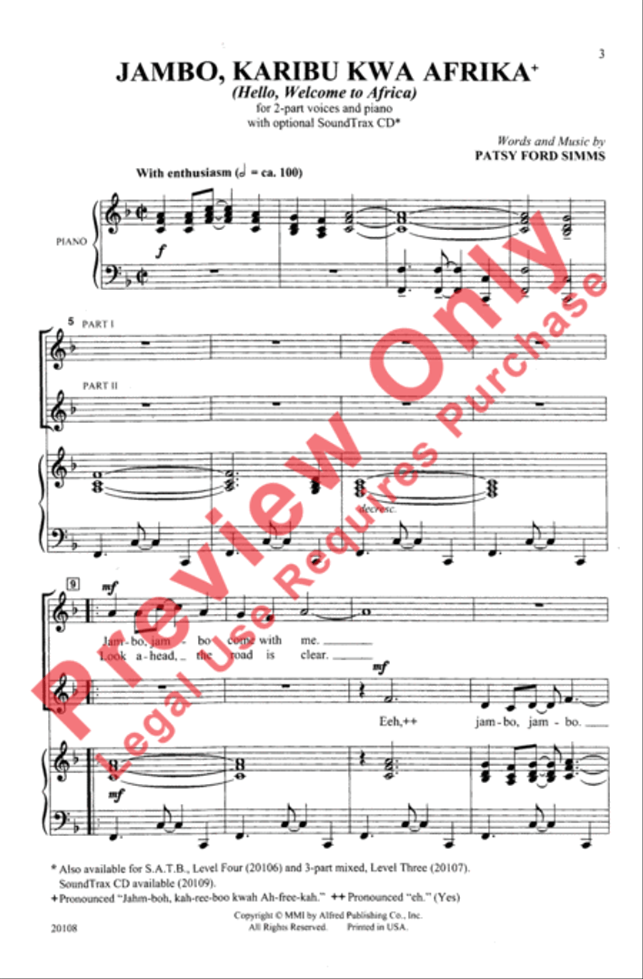 Jambo, Karibu Kwa Afrika 2-Part scores gallery preview page 2