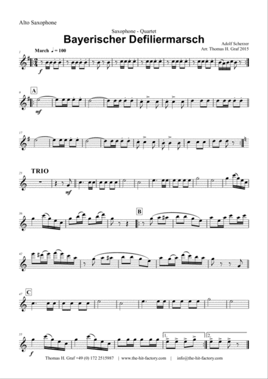Bayerischer Defiliermarsch - German March - Oktoberfest - Saxophone Quartet Saxophone Quartet scores gallery preview page 5
