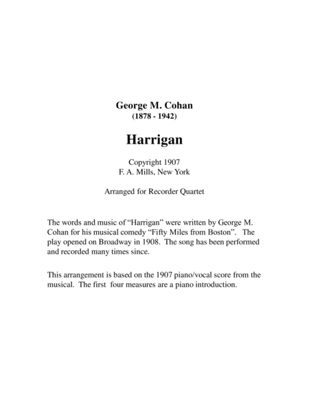 Harrigan for Recorder Quartet image number null