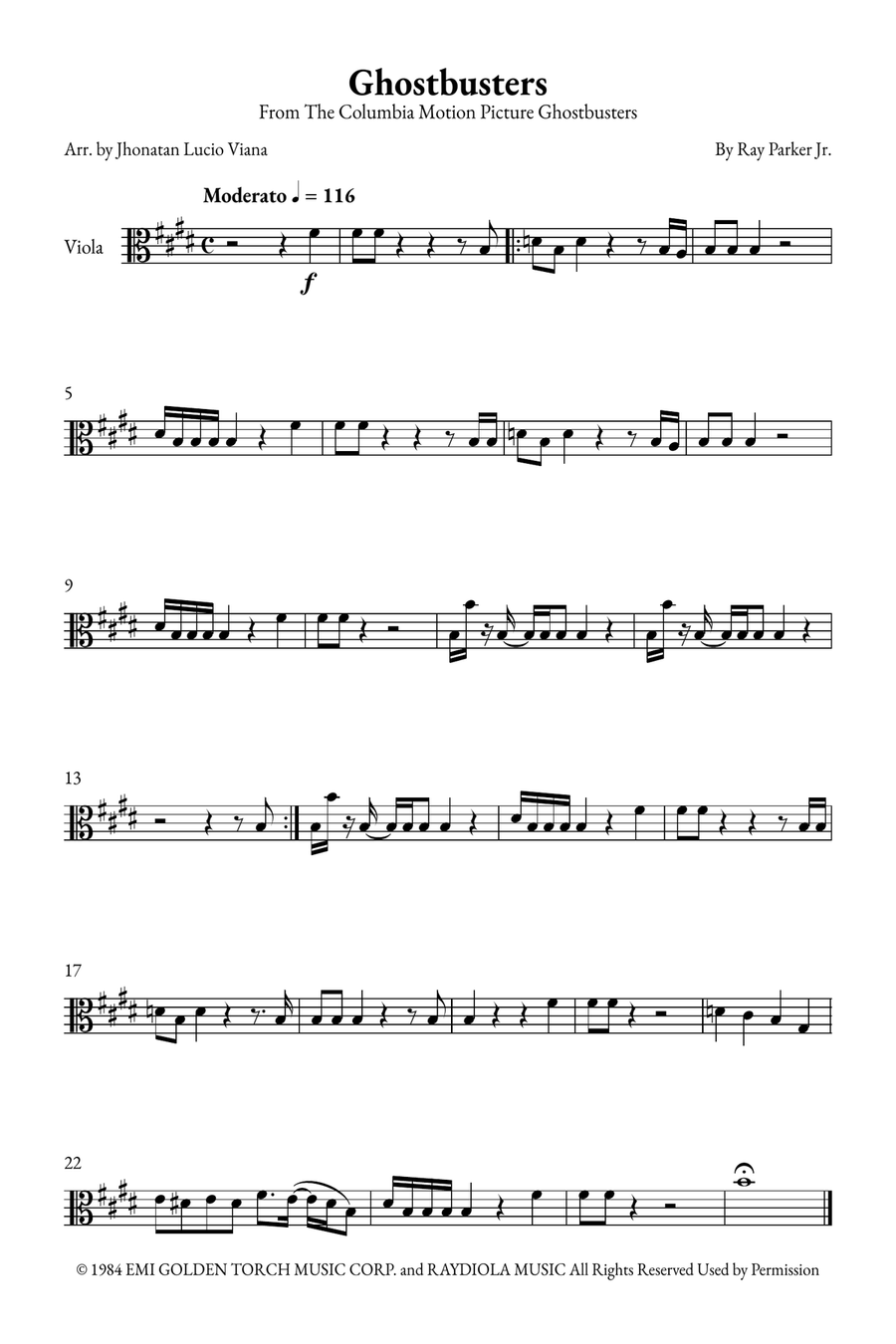 Ghostbusters Viola Solo scores gallery preview page 1