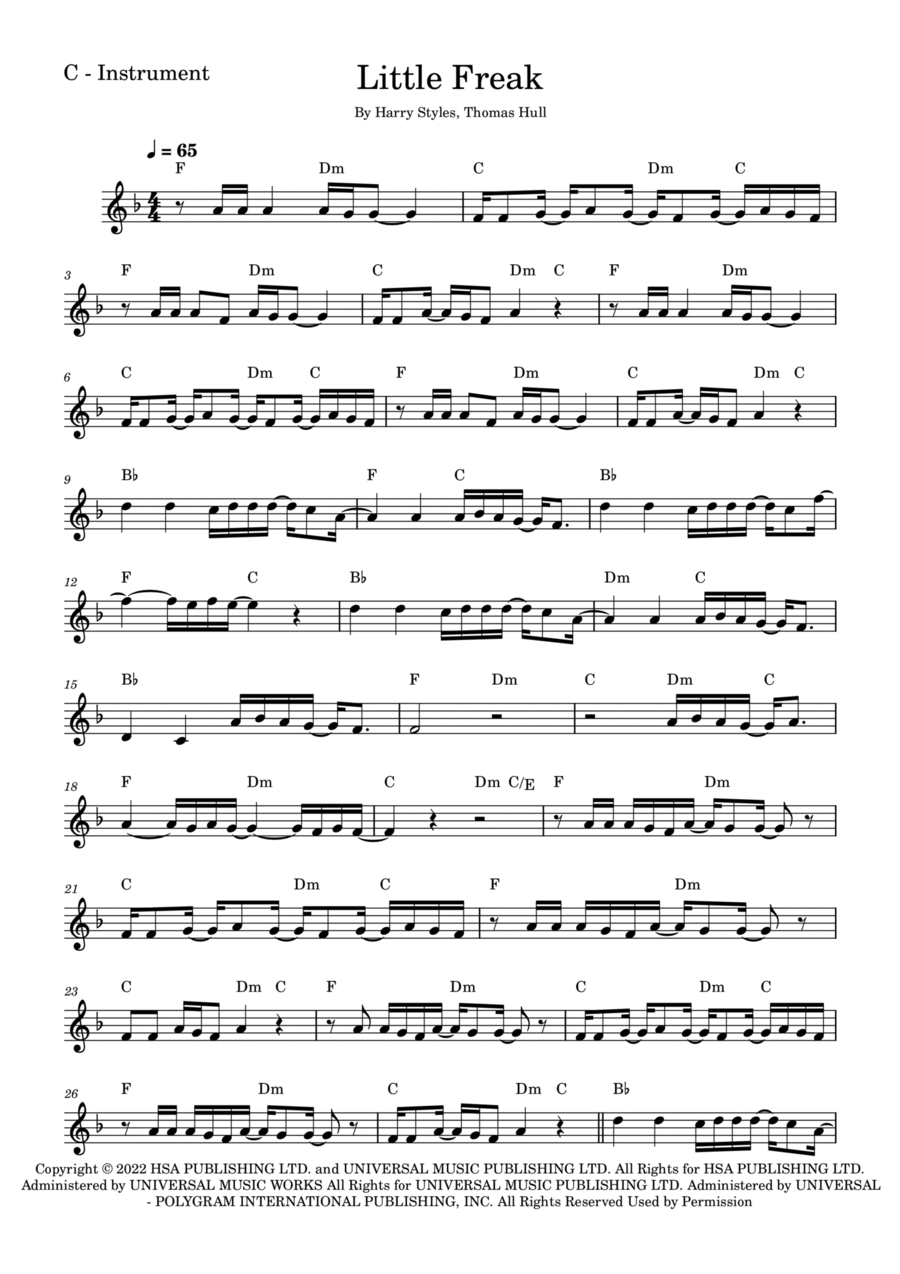 Little Freak Piano scores gallery preview page 1