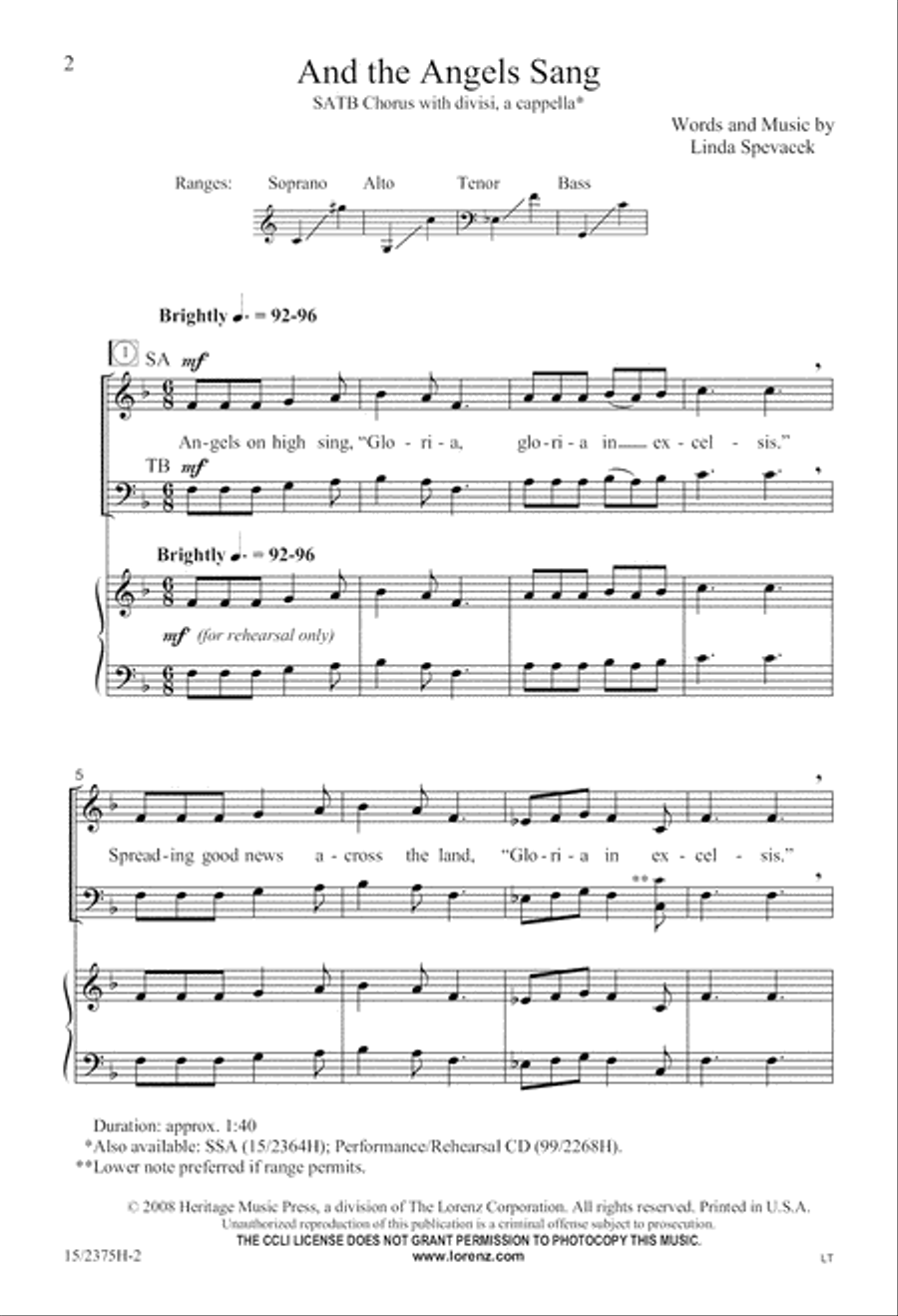 And the Angels Sang And the Angels Sang 4-Part scores gallery preview page 3