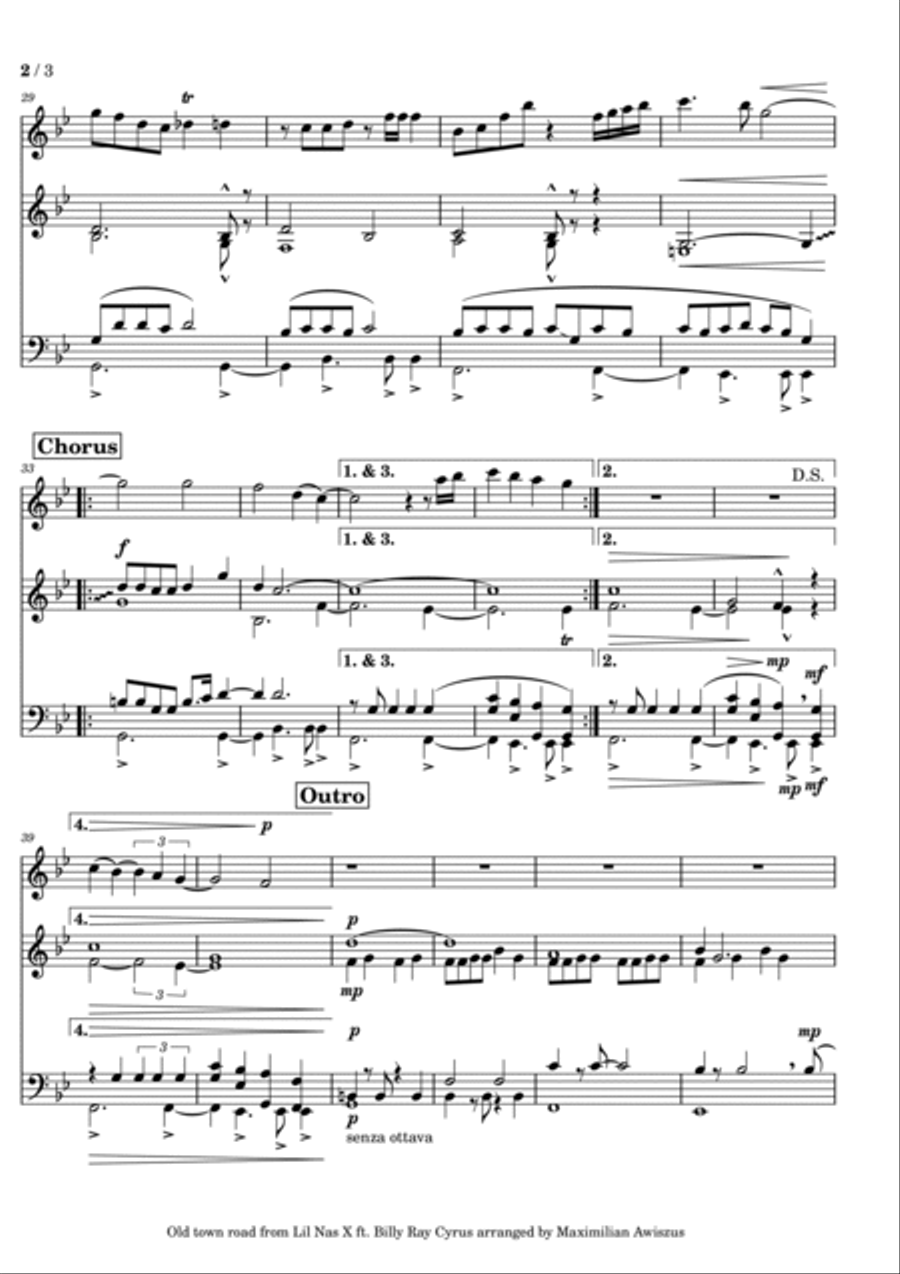 Old Town Road (remix) Brass Ensemble scores gallery preview page 2