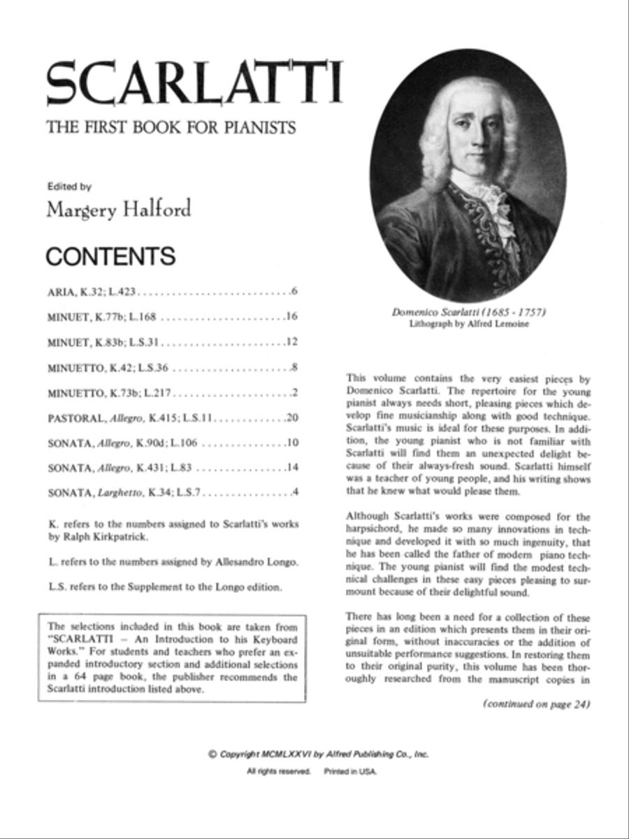 Scarlatti -- First Book for Pianists Piano Solo scores gallery preview page 2