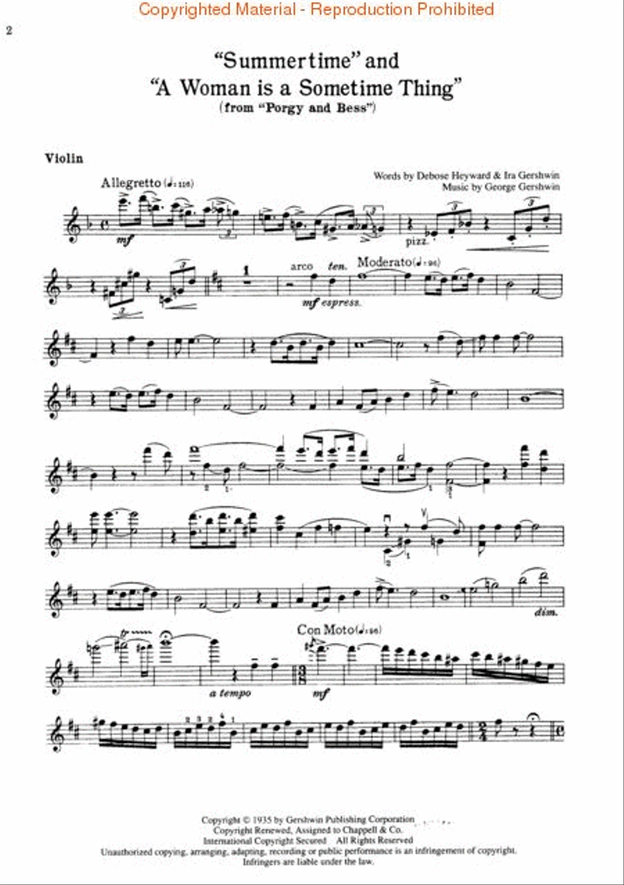 Selections from Porgy and Bess Violin scores gallery preview page 3