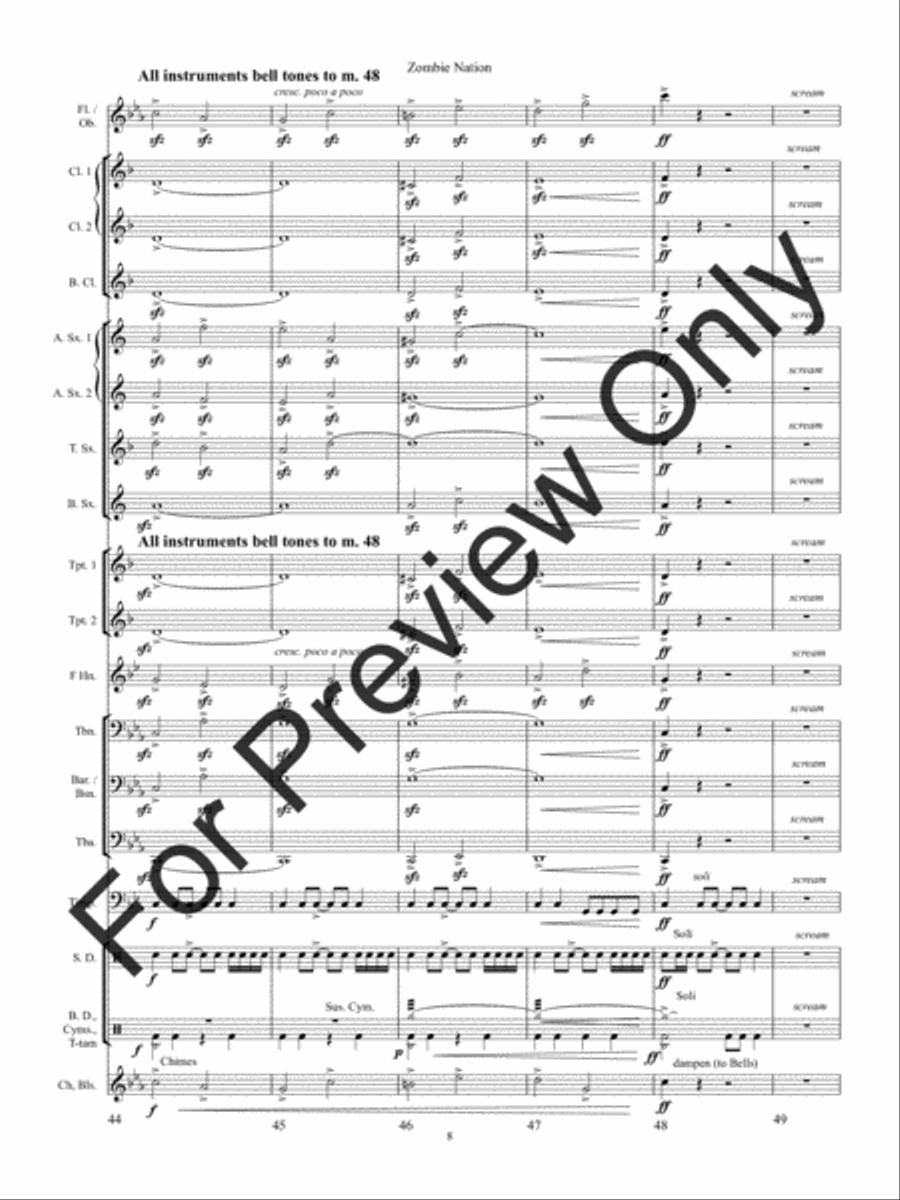 Zombie Nation Concert Band scores gallery preview page 12