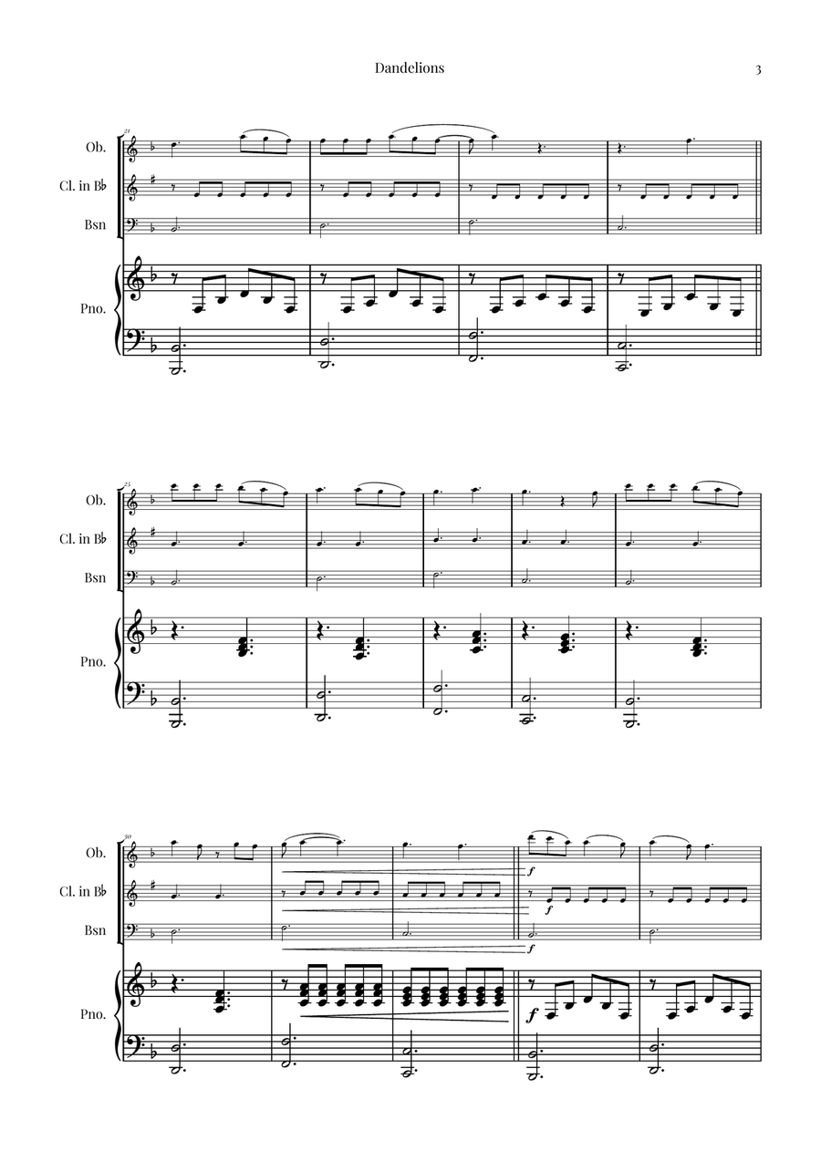 Dandelions Woodwind Trio scores gallery preview page 3