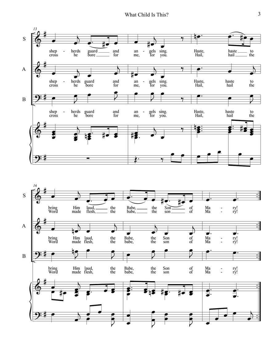 What Child Is This? (SAB) 3-Part scores gallery preview page 3