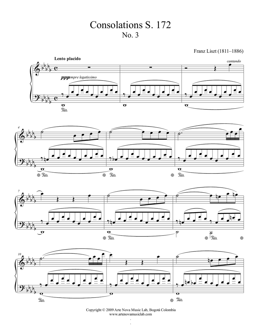 Consolation No. 3 in D Flat Major, S. 172 Piano Solo scores gallery preview page 3