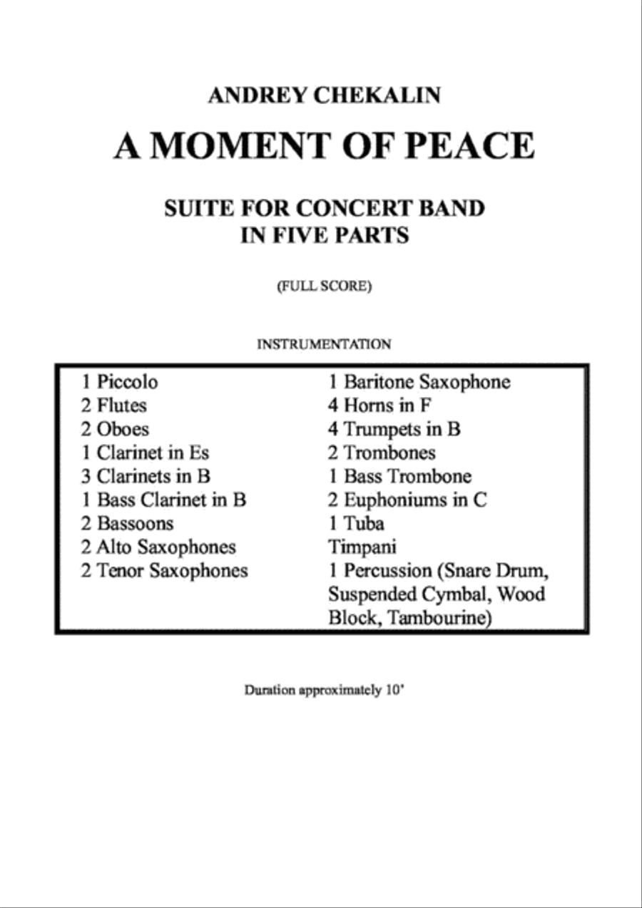 A Moment of Peace (Suite for concert band in five parts) + together with batches of instruments Concert Band scores gallery preview page 2