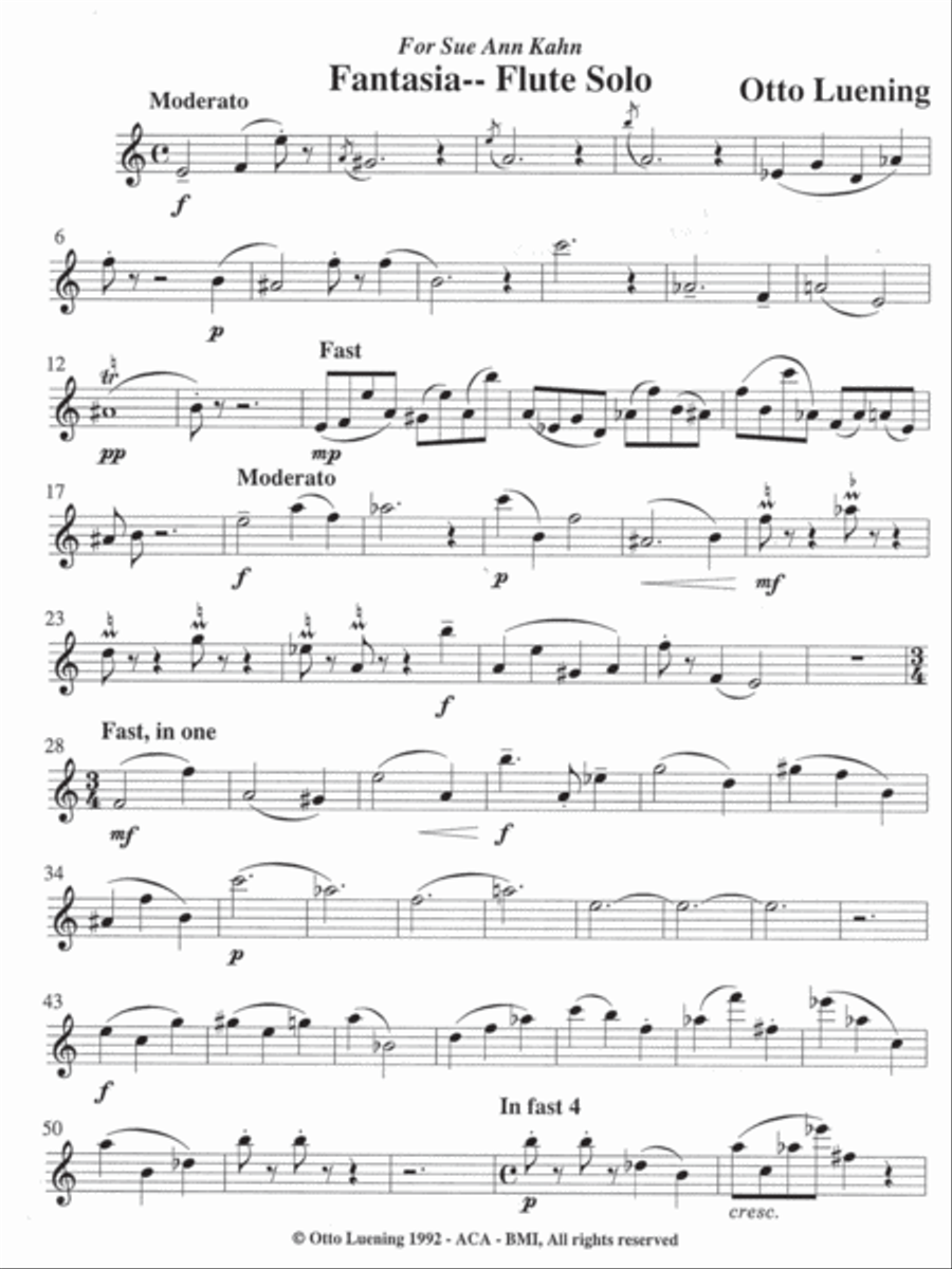 [Luening] Fantasia Flute Solo scores gallery preview page 3
