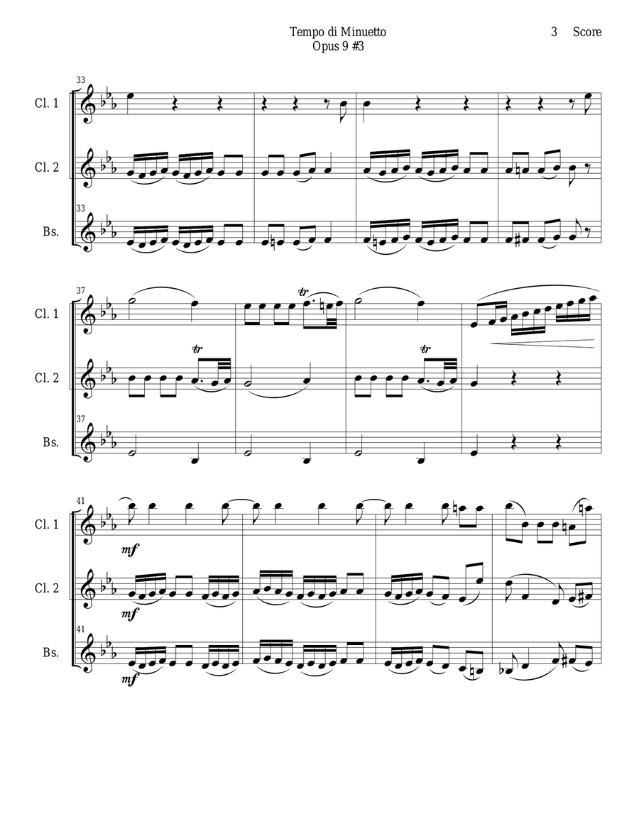 Minuet for Clarinet Trio Minuet for Clarinet Trio Clarinet Trio scores gallery preview page 3