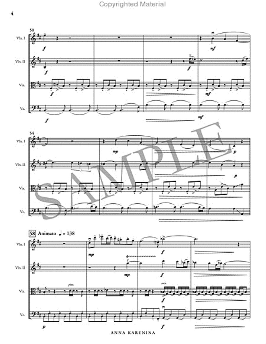 Anna Karenina (score only) String Quartet scores gallery preview page 5