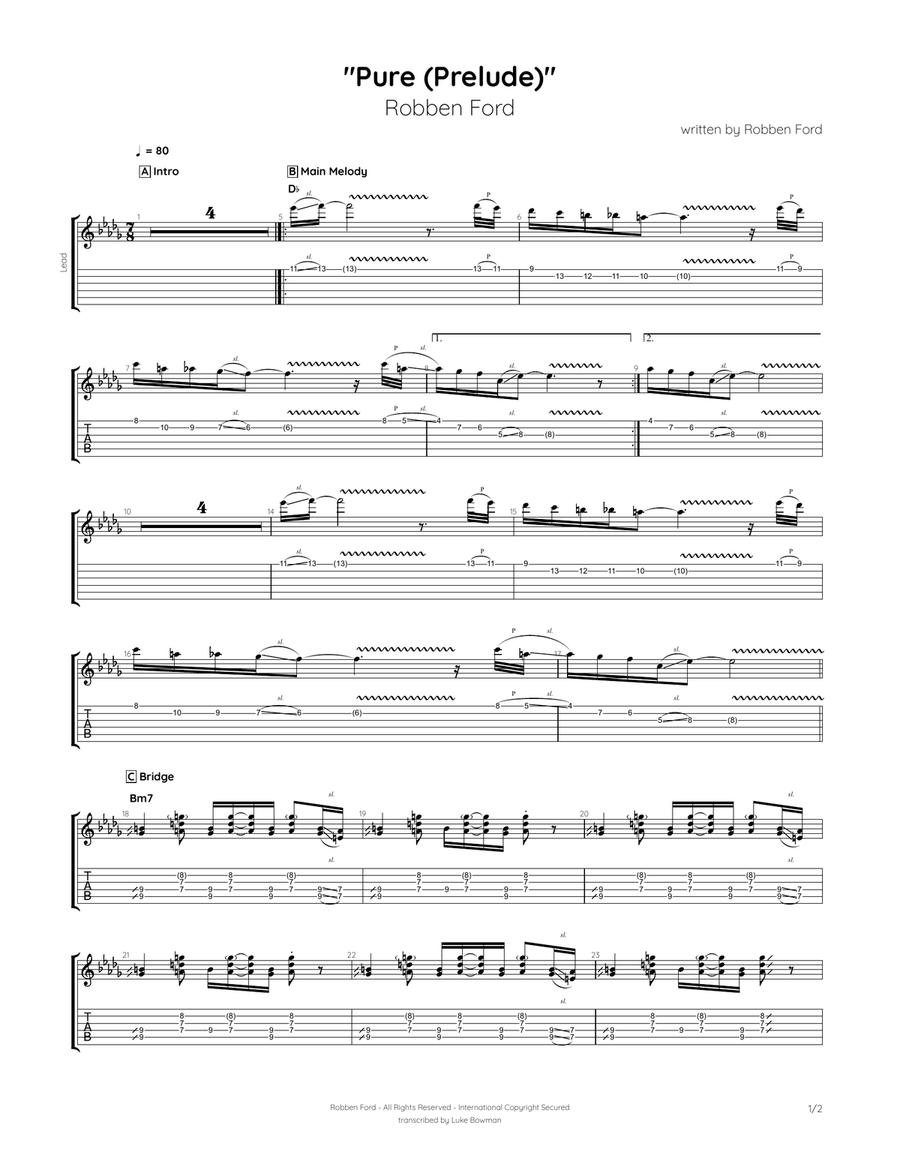 Pure (Prelude) Pure (Prelude) Electric Guitar scores gallery preview page 1