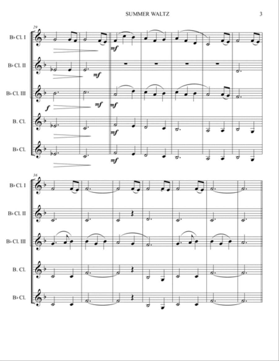 Summer Waltz Woodwind Quartet scores gallery preview page 3