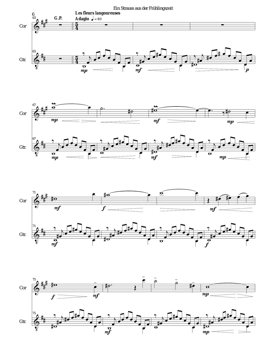 Ein Strauss aus der Frühlingszeit (a bunch of flowers from springtime) for cor anglais and guitar English Horn scores gallery preview page 6