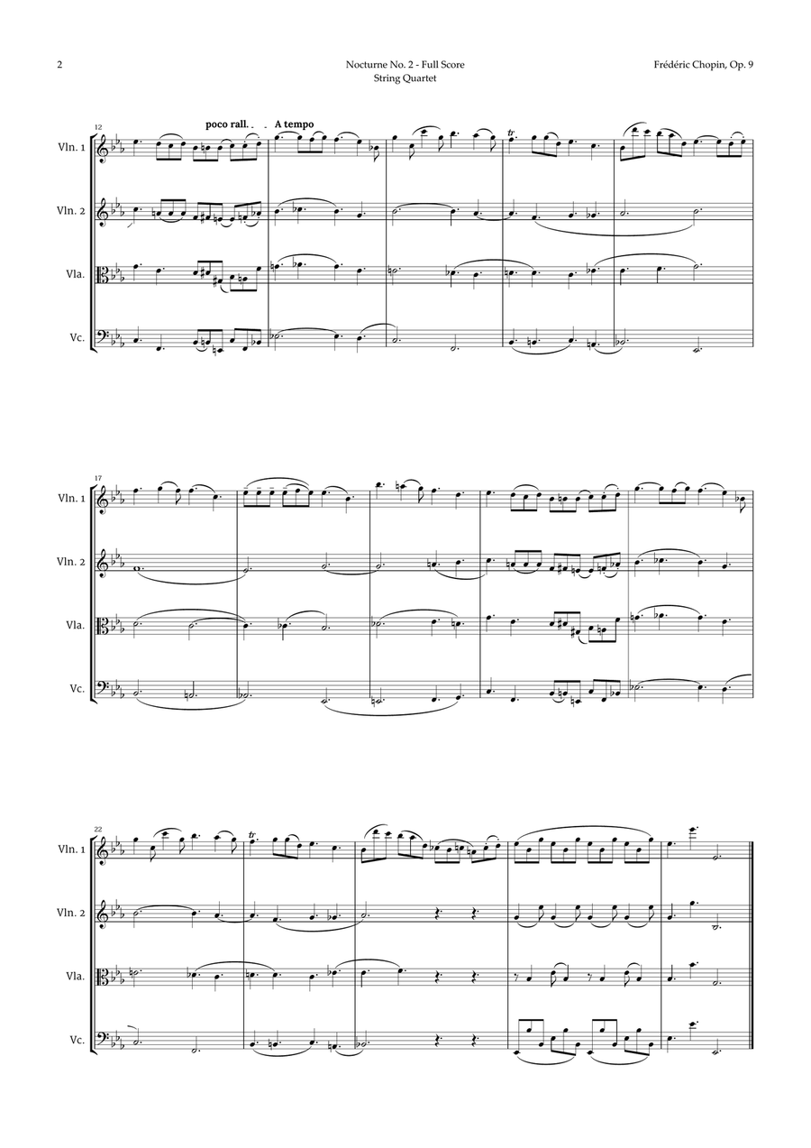 Nocturne by Chopin for String Quartet String Quartet scores gallery preview page 2