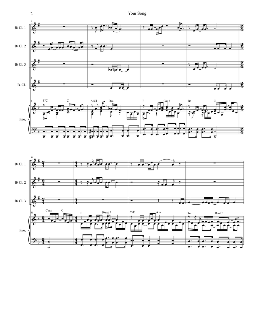 Your Song Your Song Woodwind Ensemble scores gallery preview page 2