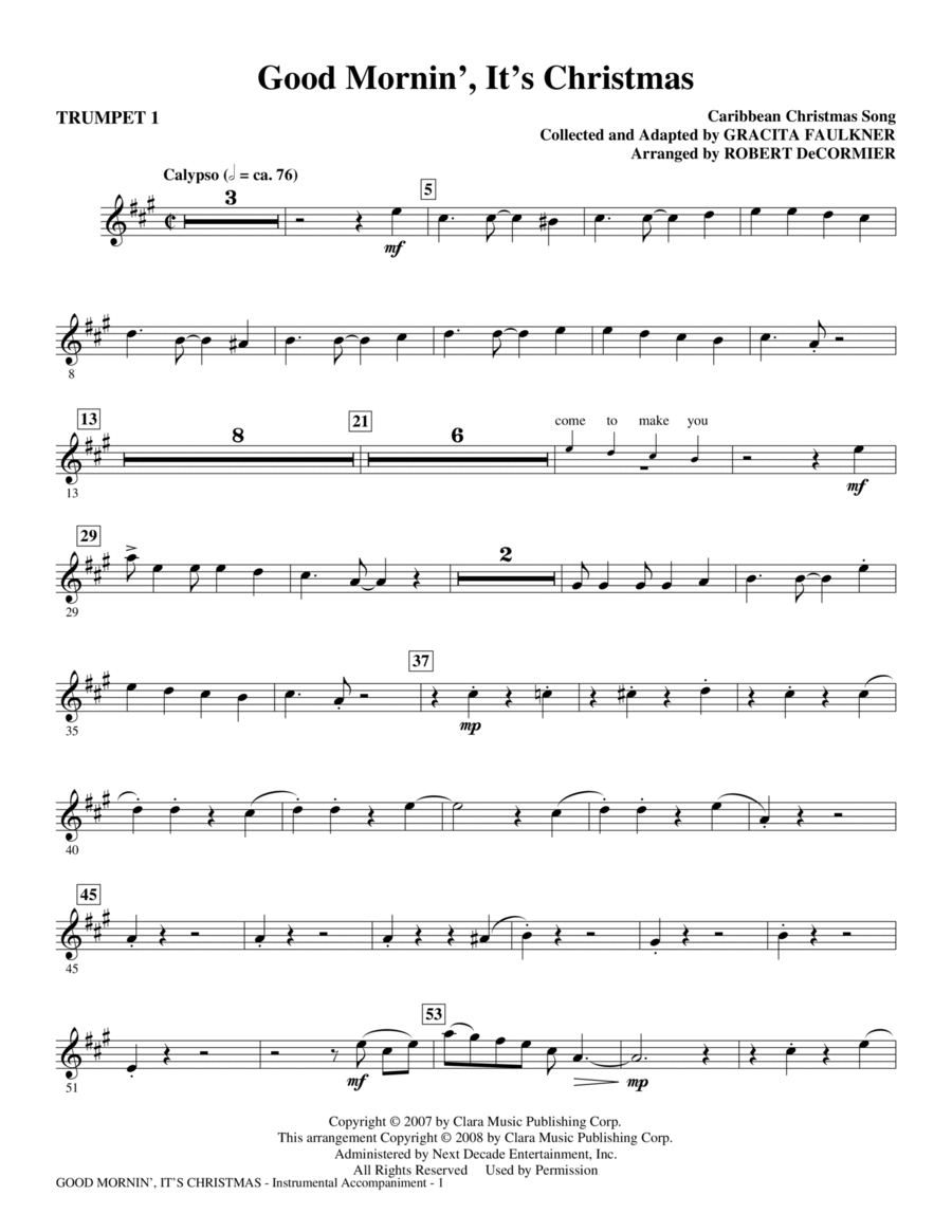 Good Mornin', It's Christmas - Trumpet 1 Choir scores gallery preview page 1