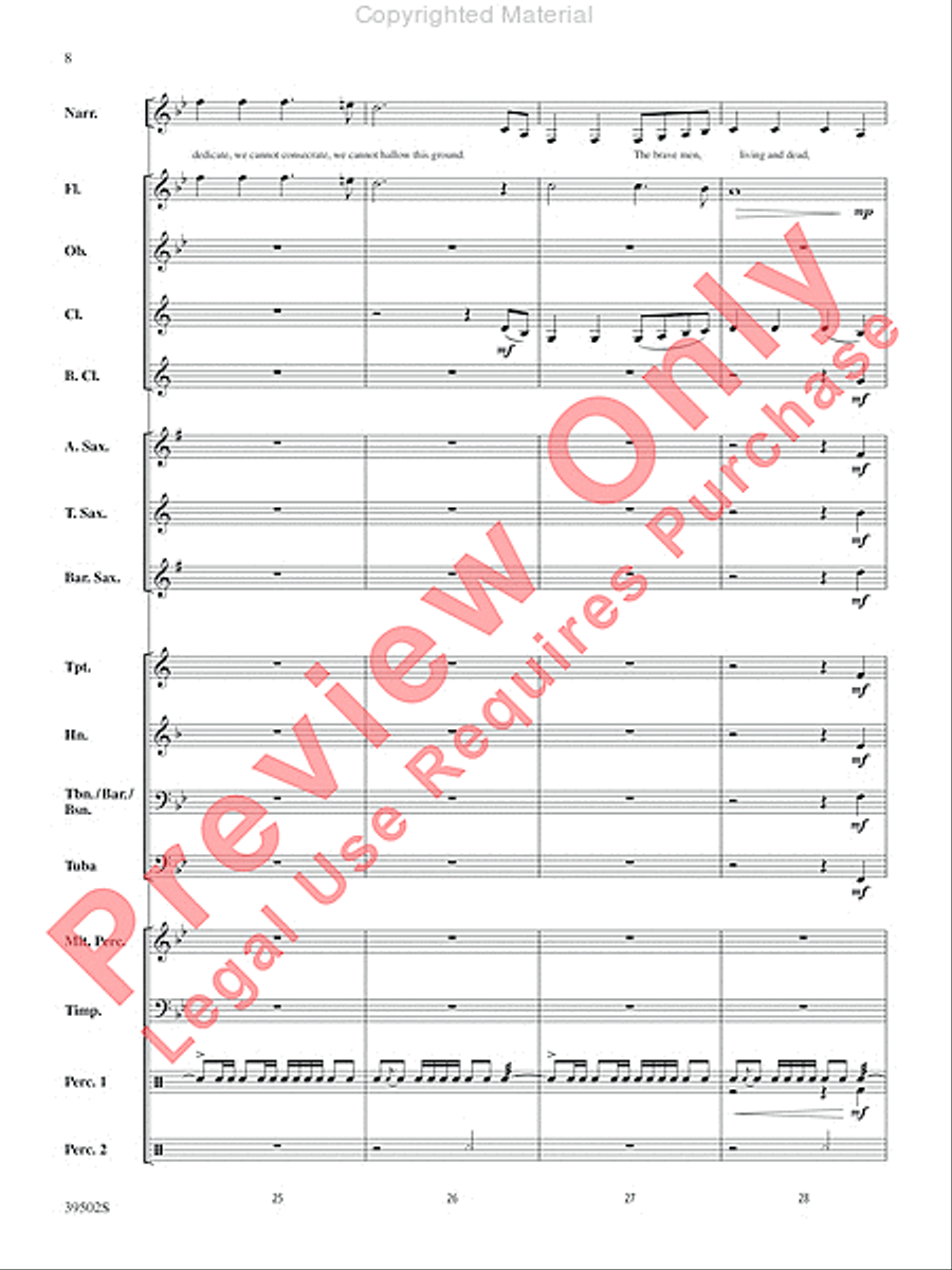 The Gettysburg Address Concert Band scores gallery preview page 9