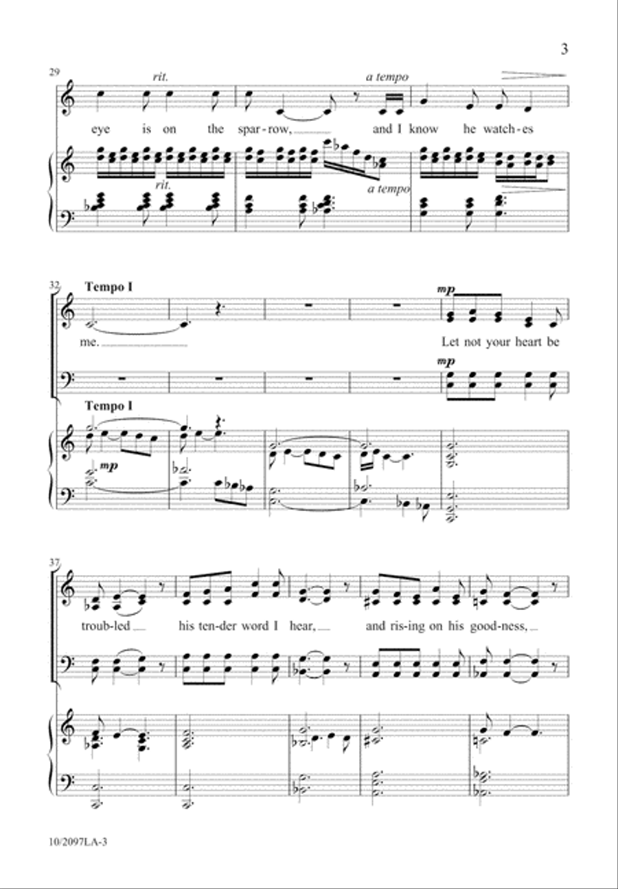 His Eye Is On The Sparrow 4-Part scores gallery preview page 4