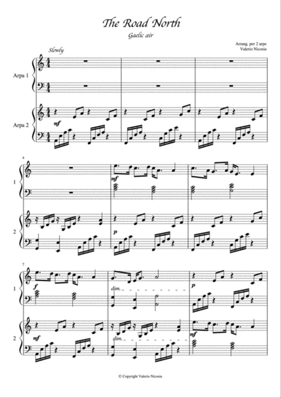 The Road North - Gaelic Air - Arrangement for 2 harps Valerio Nicosia Harp scores gallery preview page 5