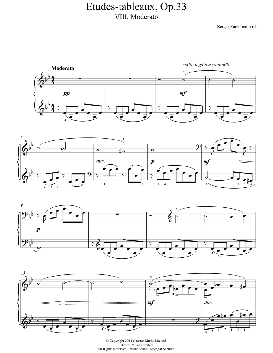 Etudes-tableaux Op.33, No.8 Moderato Piano Method scores gallery preview page 1