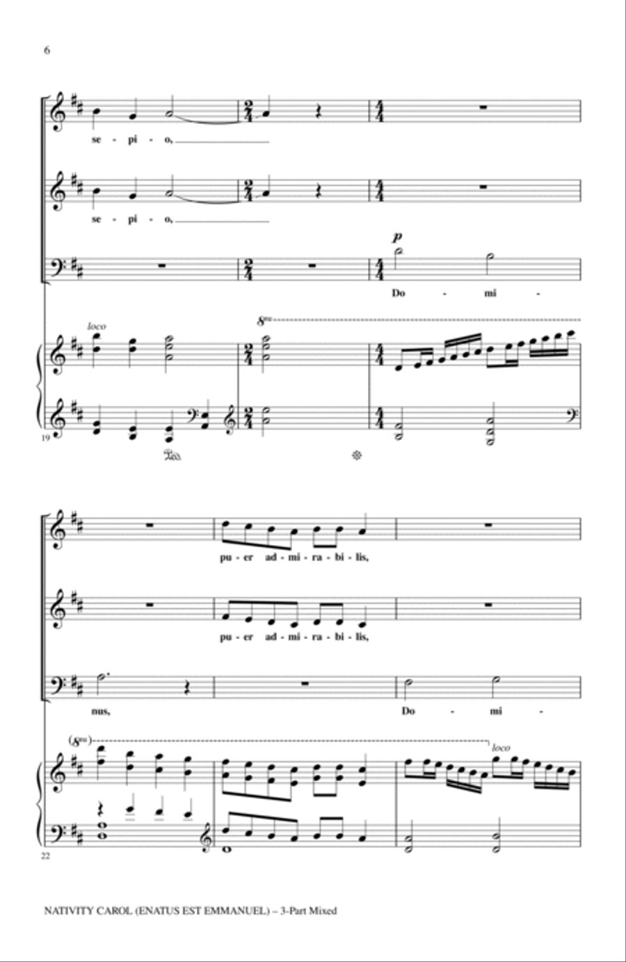 Nativity Carol (Enatus Est Emmanuel) 3-Part scores gallery preview page 4