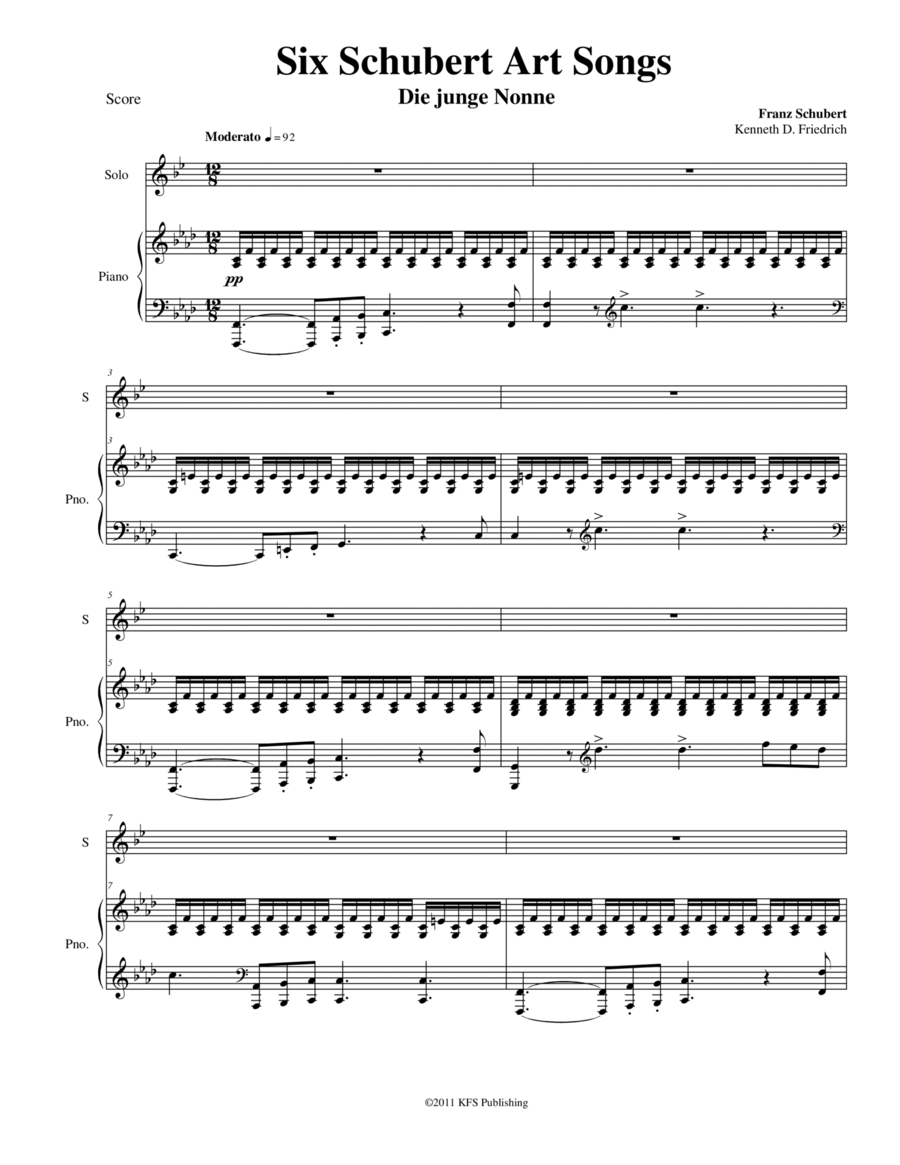 Six Schubert Art Songs - clarinet and piano Clarinet Solo scores gallery preview page 1