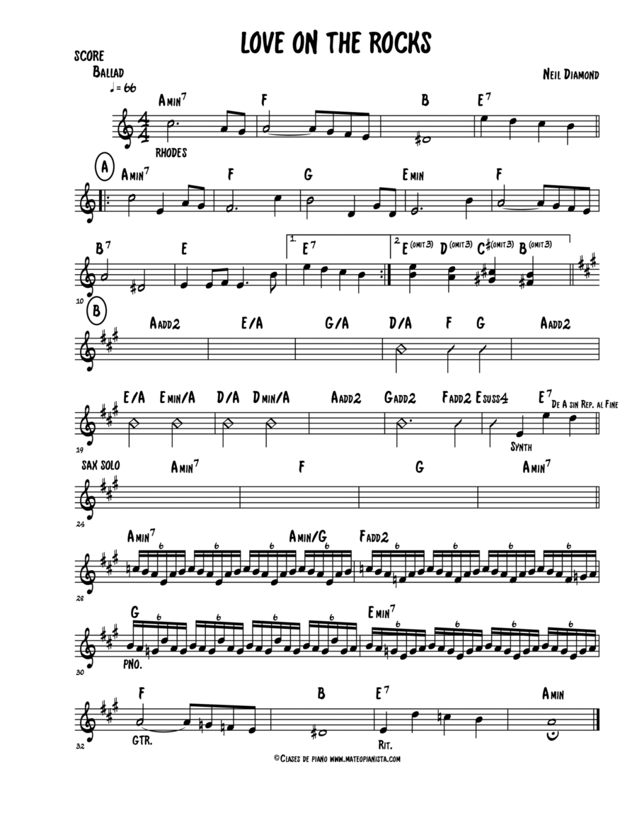 Love On The Rocks Easy Piano scores gallery preview page 1