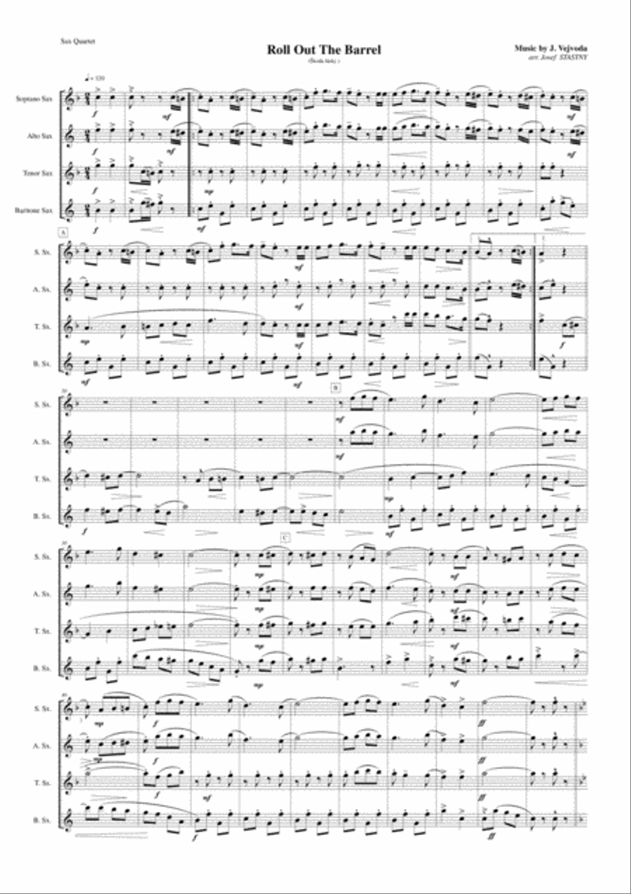 Roll Out The Barrel Woodwind Quartet scores gallery preview page 1