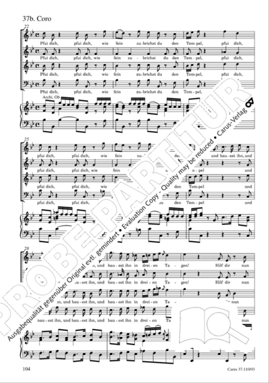 Markuspassion. Werkausgabe Reihe 1, Bd. 7 (Homilius) 4-Part scores gallery preview page 111