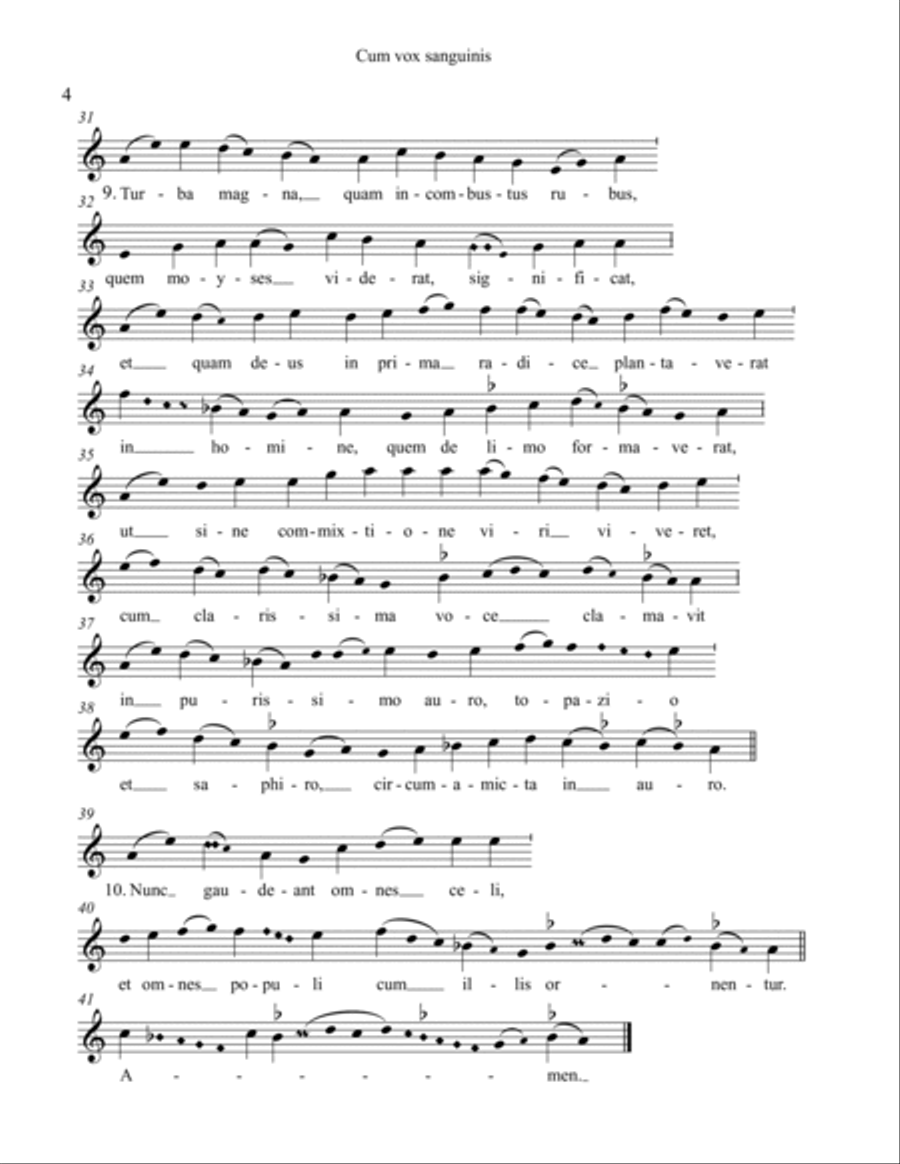 Hymn: Cum vox sanguinis, from the Anonymous 4 album "11,000 Virgins" - Score Only