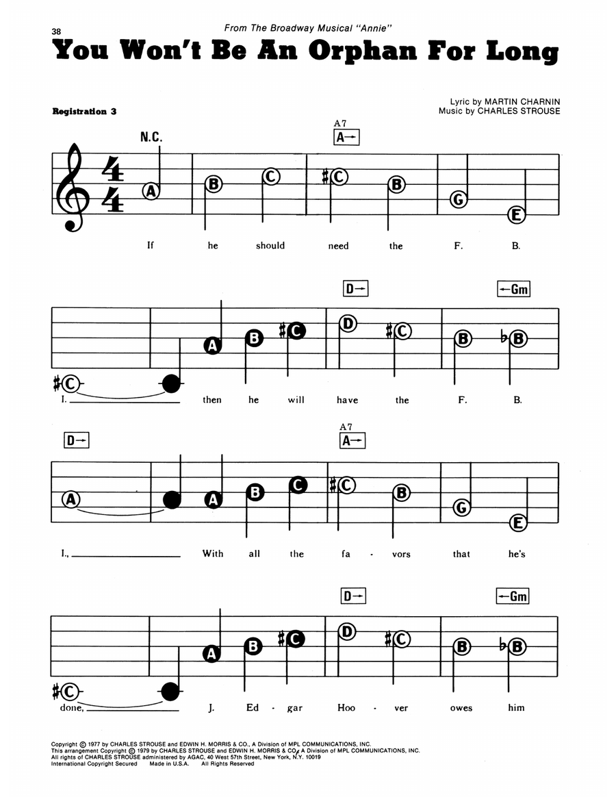 You Won't Be An Orphan For Long (from Annie) Electronic Keyboard scores gallery preview page 1
