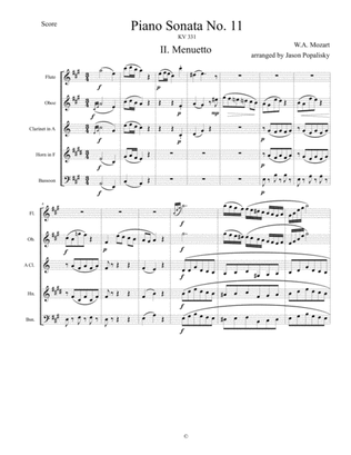 Piano Sonata No 11 (Alla Turca) Movement 2, Menuetto