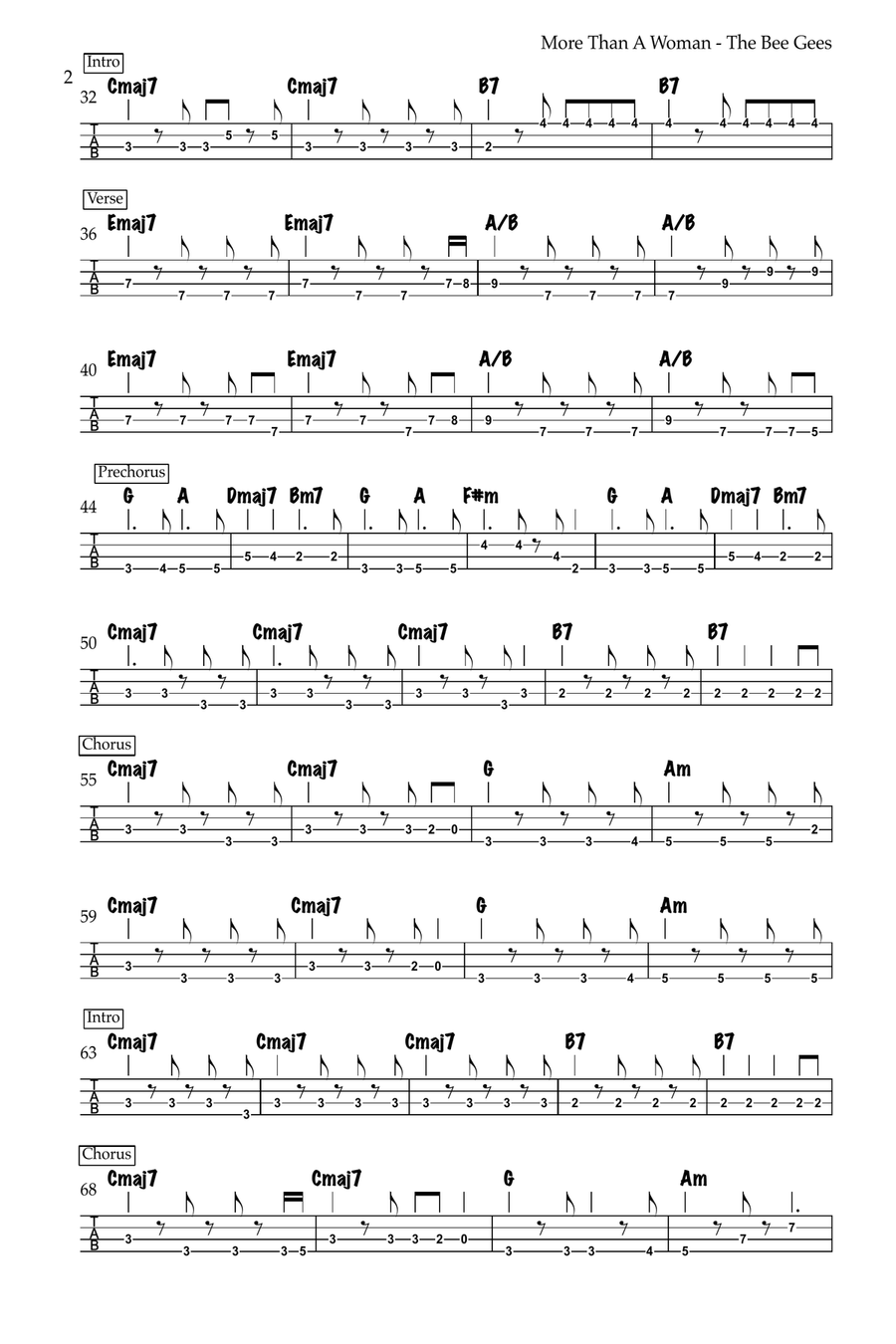 More Than A Woman More Than A Woman Guitar Tablature scores gallery preview page 2
