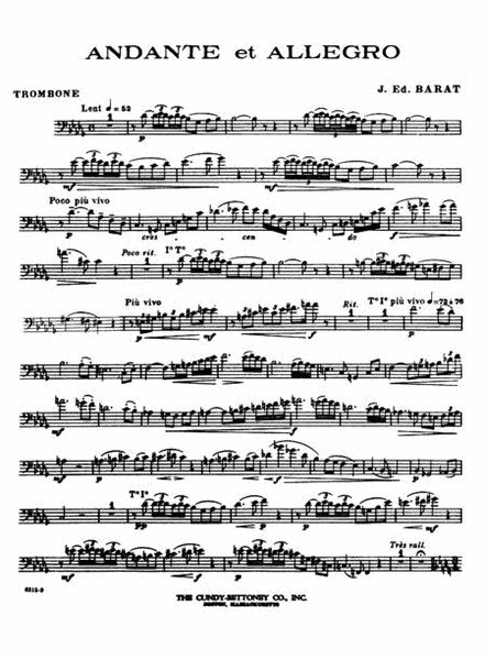 Andante Et Allegro by J. Edouard Barat Piano Accompaniment - Sheet Music