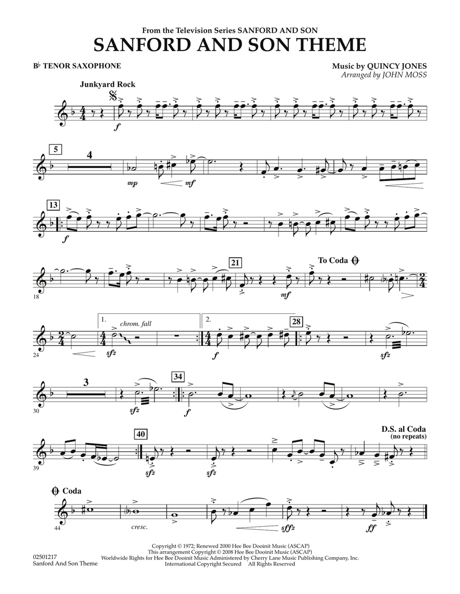 Sanford And Son Theme - Bb Tenor Saxophone Concert Band scores gallery preview page 1