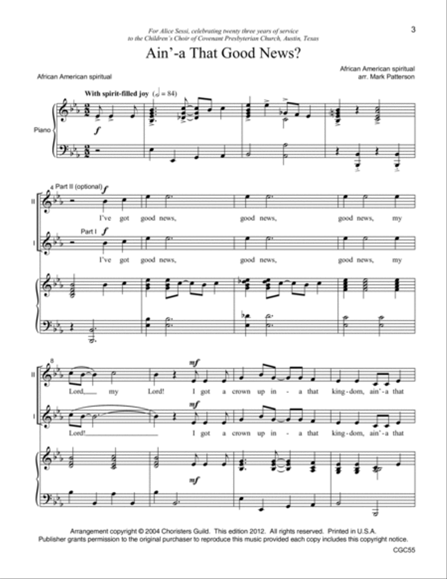 When the Spirit Says Sing: Spirituals for Unison/Two-part Voices Unison Choir scores gallery preview page 3