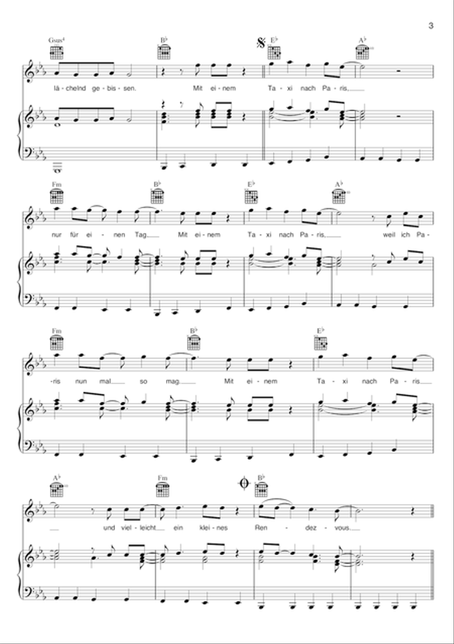 Taxi Nach Paris Piano, Vocal scores gallery preview page 4