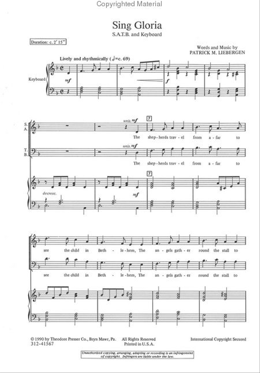 Sing Gloria Sing Gloria 4-Part scores gallery preview page 2