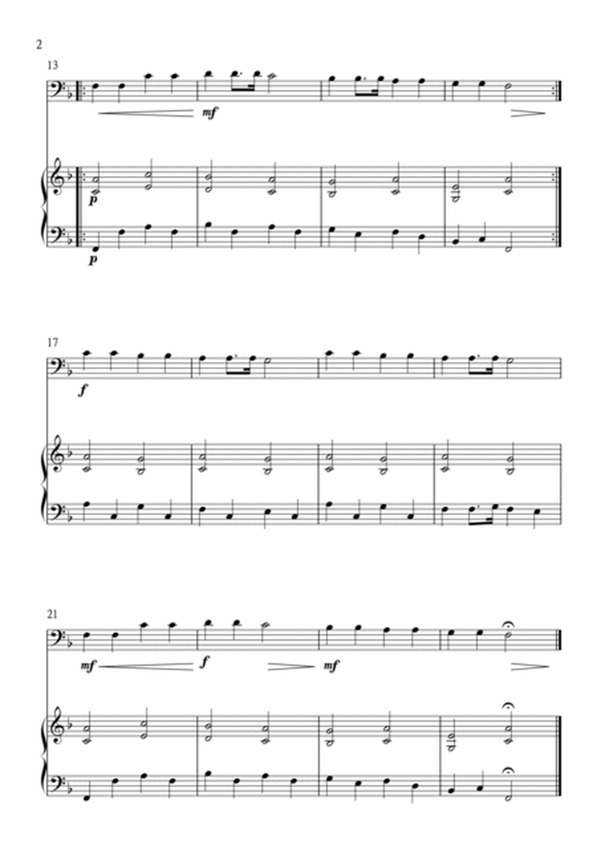 Twinkle Twinkle Little Star for Cello (Violoncello) and Piano in F Major. Very Easy. image number null