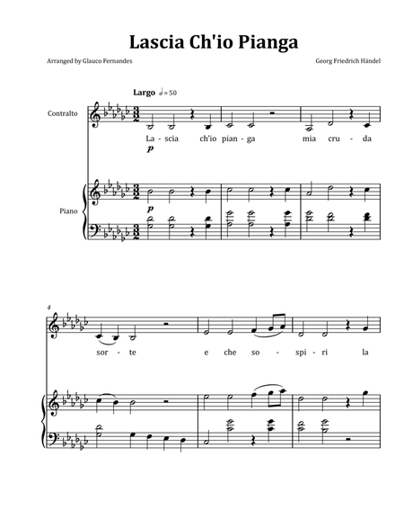 Lascia Ch'io Pianga by Händel - Contralto & Piano in G-flat Major image number null