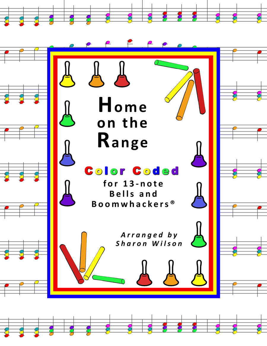 Home on the Range (for 13-note Bells and Boomwhackers with Color Coded Notes) Handbell Choir scores gallery preview page 1