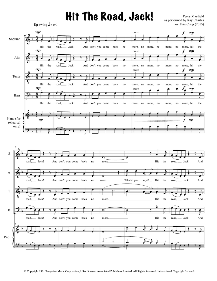 Hit The Road Jack 4-Part scores gallery preview page 1