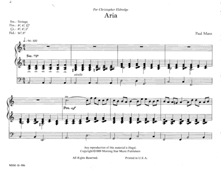 Aria by Paul Manz Organ - Sheet Music